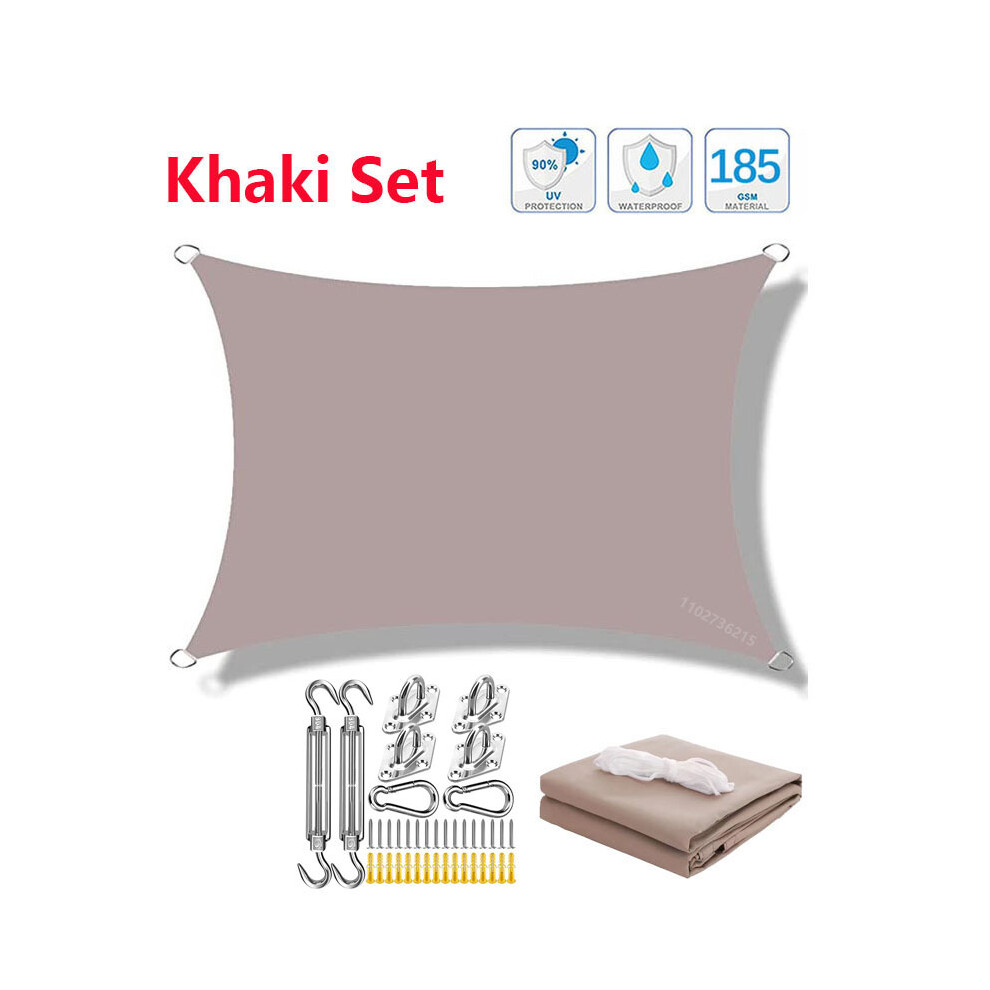 Voile d'ombrage (ensemble kaki - 3 x 4 m), abri de jardin imperméable, protection solaire 95 % anti-UV,