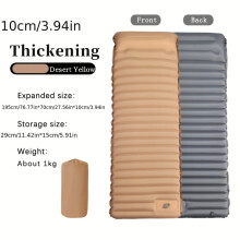 (Grau mit Braun – ein Sitz) Selbstaufblasende Isomatte für Camping: 10 cm dicke Einzel-Camping-Matratze,