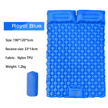 (blau) NEUE Doppel-Luftmatratze mit integrierter Kissenpumpe, Outdoor-Isomatte, Camping-Luftmatte für