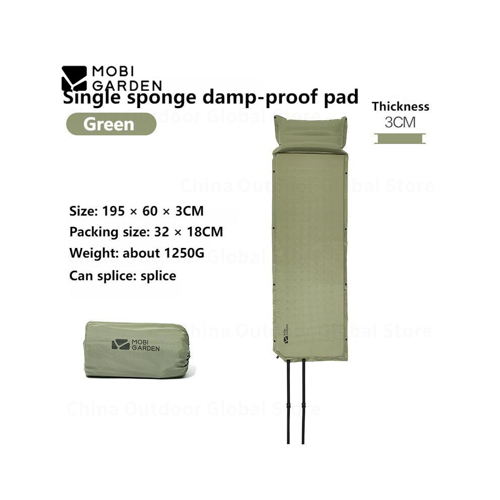 (1 personne verte) MOBI GARDEN Camping Tapis gonflable automatique 1/2 personne Tente extérieure Matelas