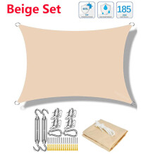 (Beige Set-3x3m) Varjostuspurje, vedenpitävä puutarhakatos 95 % UV-esto aurinkosuojamarkiisi, katos