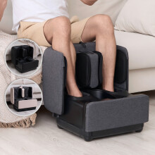 (Grey) GESS PUF Foot and Calf Massager with ottoman footrest