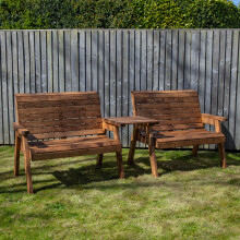 Hand Made 4 Seater Chunky Rustic Wooden Furniture Set 2 Benches, Straight Tray