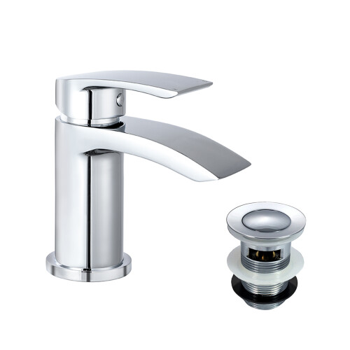 NES Home Libra Waterfall Basin Mono Mixer Tap & Waste Chrome