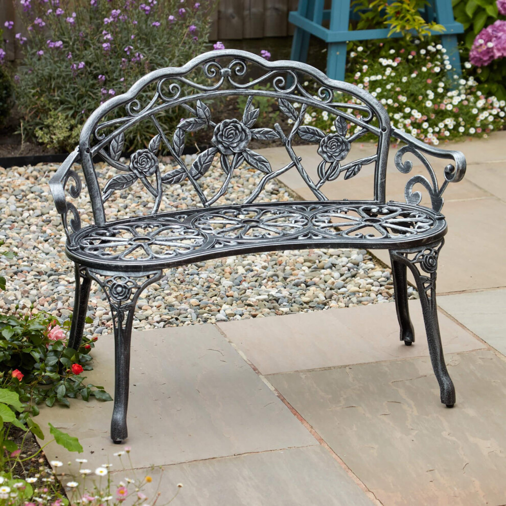 Cast Aluminium Garden Bench Metal Frame 2 Seater Patio Chair Seating-image-OPC-P6DDG8J-NEW