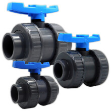 (Kockney Koi Solvent-Weld Ball Valve 2" (Blue)) PVC Ball Valve Double Union Solvent Weld 0.75" to 4" Pond Fish Koi Pipe Fitting