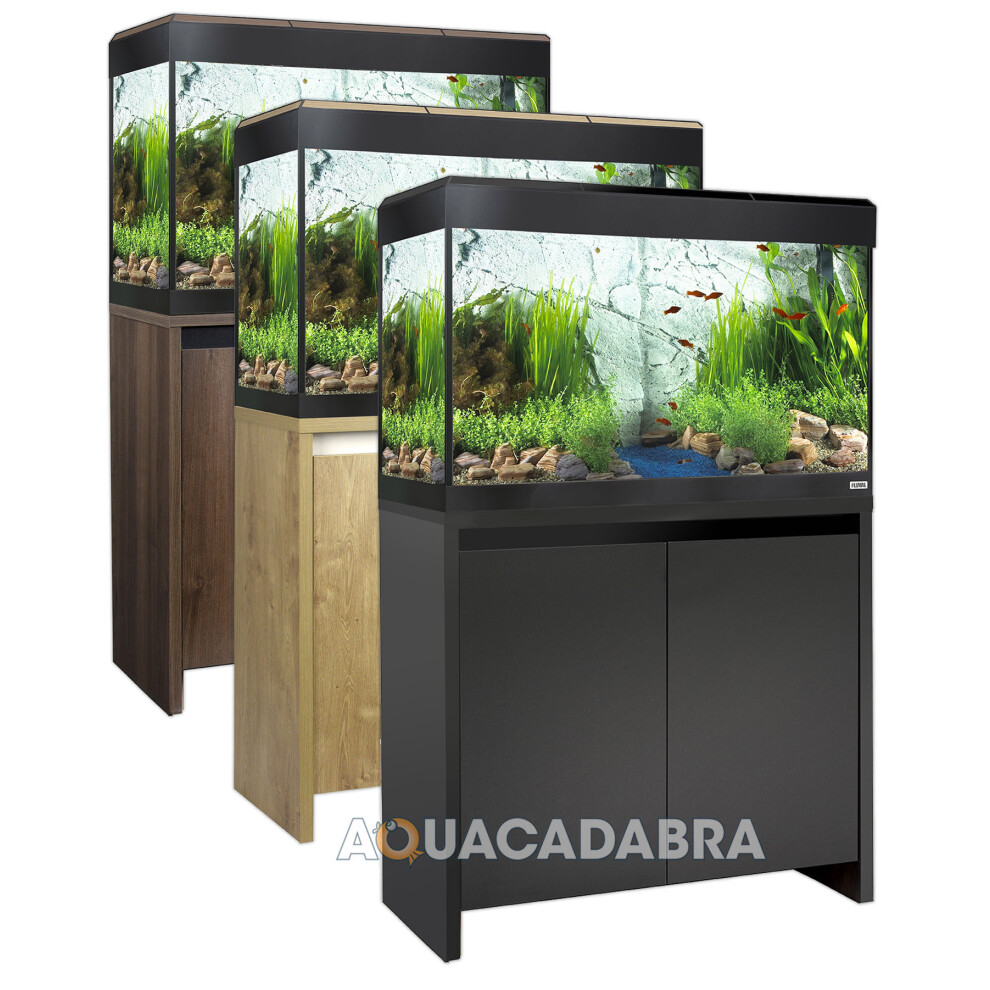 (125, Oak) FLUVAL ROMA BT LED AQUARIUMS 90 125 200 240L OAK WALNUT BLACK CABINET FISH TANK