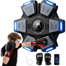 Music Boxing Machine for Kids adults, Wall Mounted With Boxing Gloves,9 Modes and Speeds, Home Gym Equipment, Gift for Kids grey