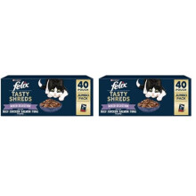 FELIX Tasty Shreds Mixed Selection in Gravy Wet Cat Food 40x80g (Pack of 2)