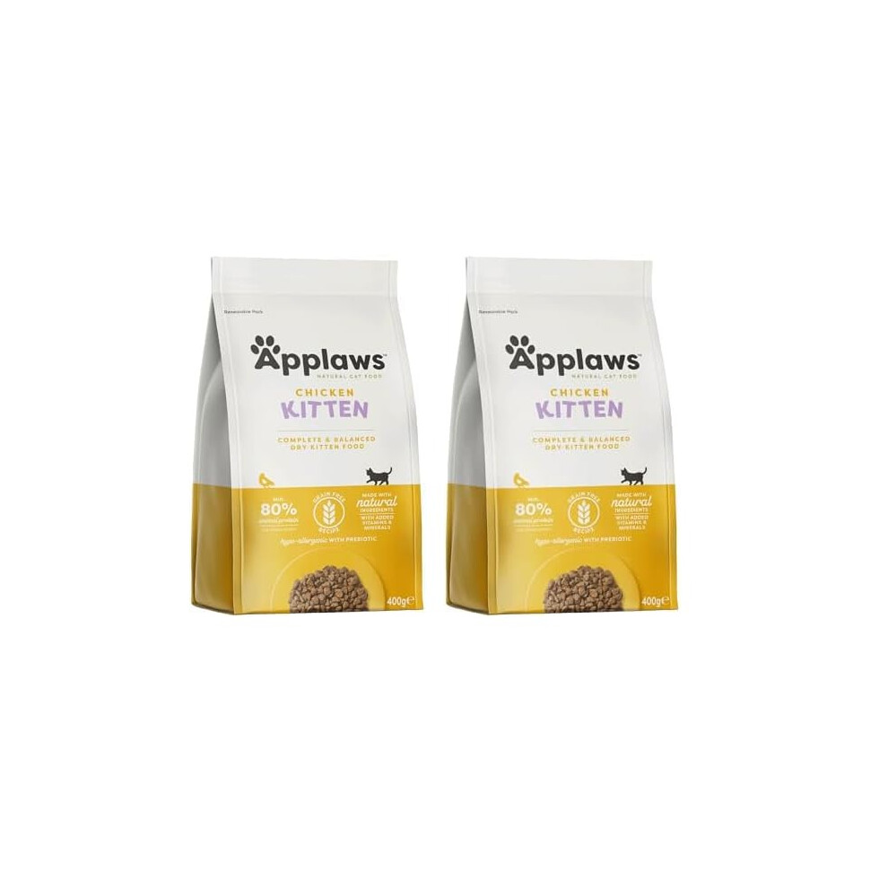 Applaws Complete Natural And Free Dry Kitten Food, Chicken, 400G (Pack Of 2) Grain