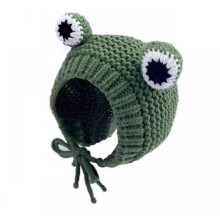 Kids Knitted Beanie Hat Cute Frog Cartoon Winter Warmer Cap with Big Eyes for Baby Boys Girls