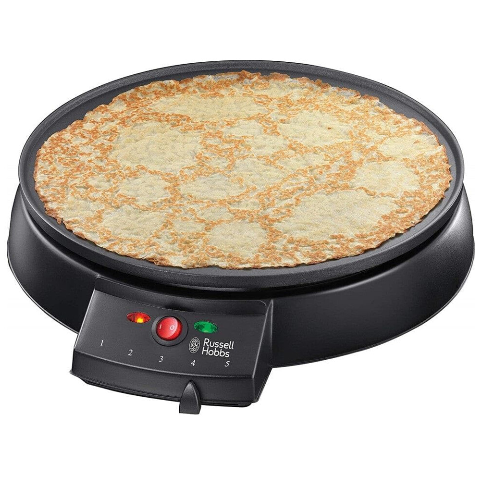 Russell Hobbs Electric Crepe & Pancake Maker - Large 30cm (12 inch) easy to clean Non-stick hotplate, Crepe making tools inc, Adjustable thermostat,