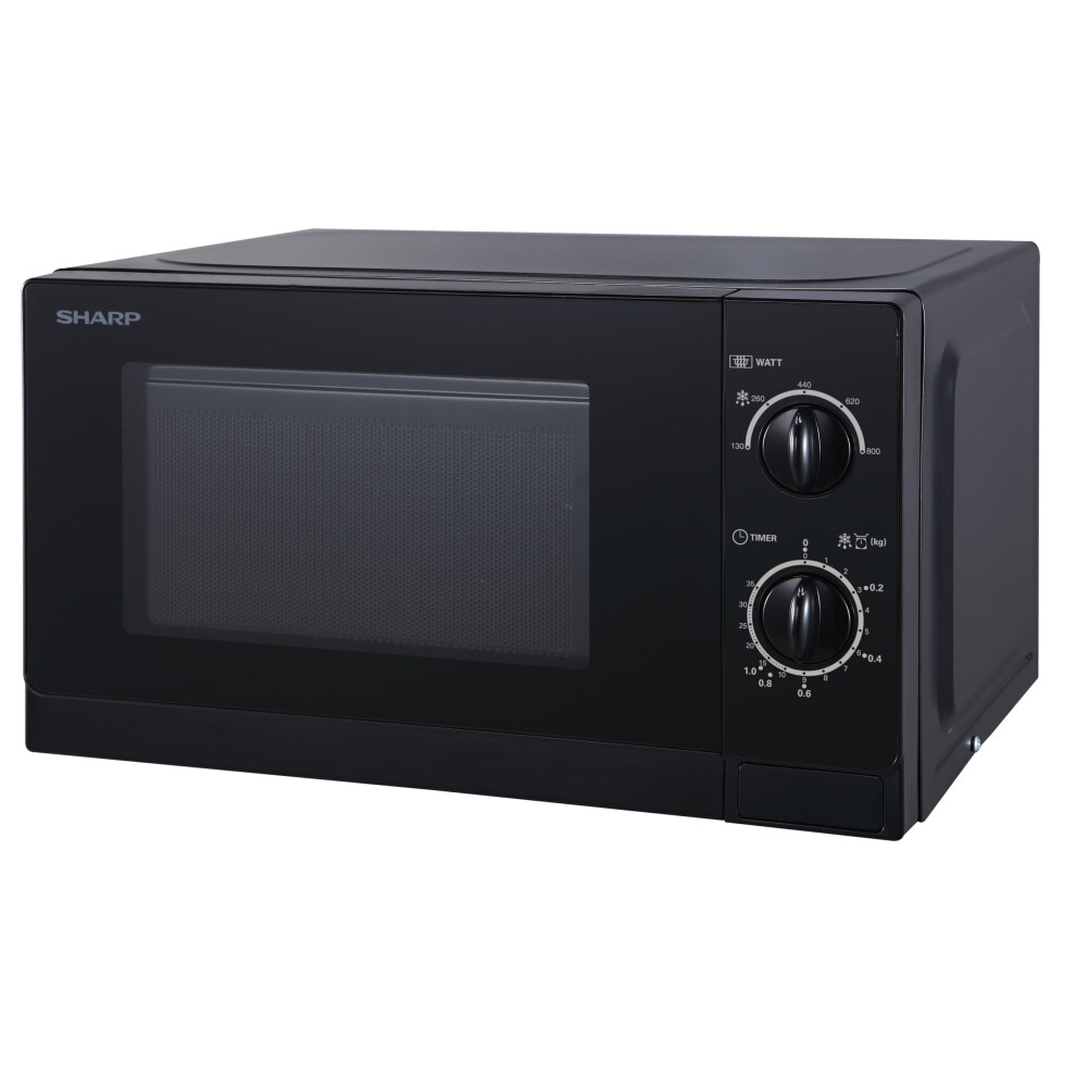 Sharp R20DKM 20L Solo Microwave Oven, 800W, Black