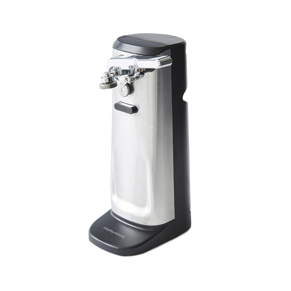 Morphy Richards 3-in-1 Electric Tin Can Opener, Knife Sharpener and Bottle Cap Remover, Magnetic Lid Holder, Hands Free, Safe Cleaning, Automatic