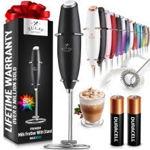 Zulay Kitchen Powerful Milk Frother Wand - Ultra Fast Handheld Drink Mixer - Electric Whisk Foam Maker for Coffee, Lattes, Cappuccino, Frappe, Matcha,