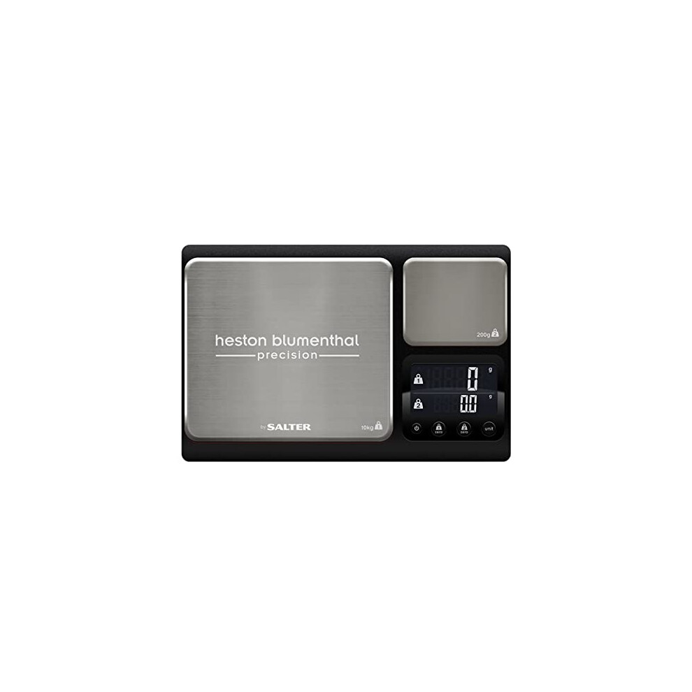 Heston Blumenthal Precision by Salter 1049A HBBKDR Digital Kitchen Scale ? Dual Electronic Baking Scale, Large 10kg Platform, Small 200g Precision