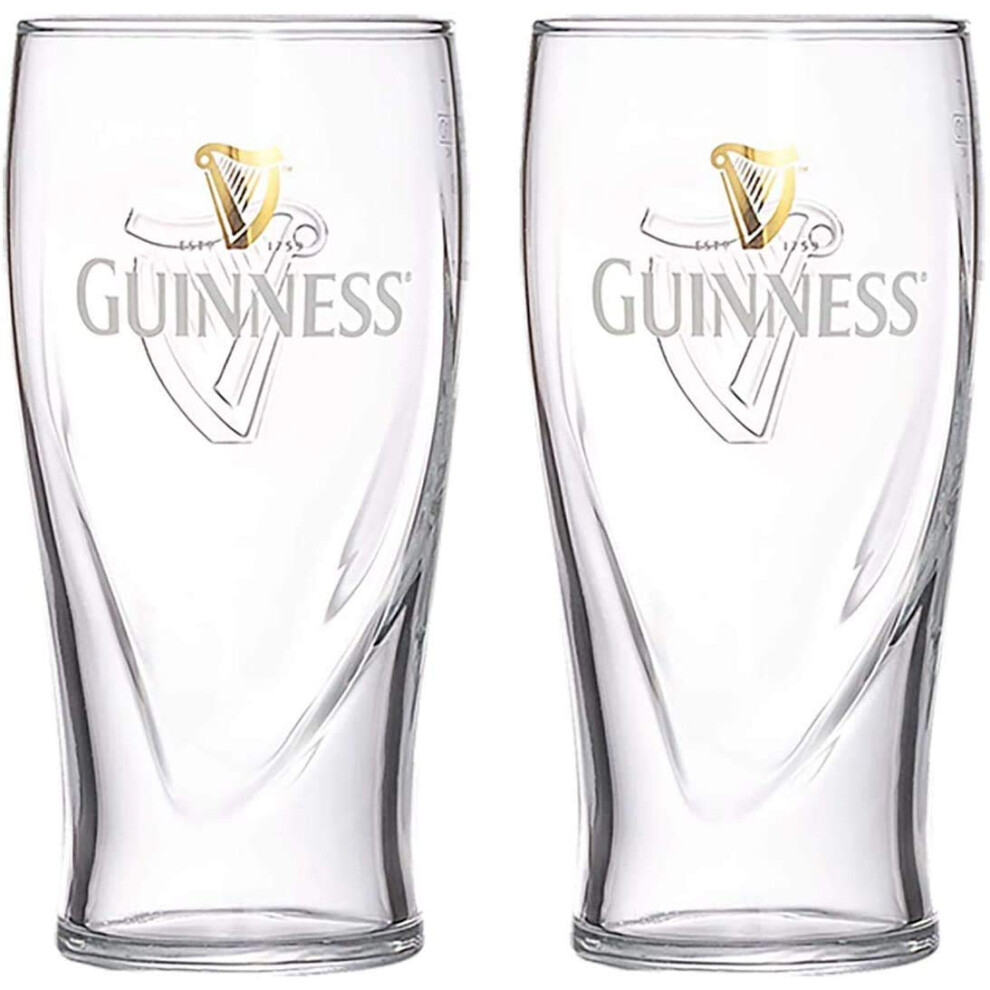 Guinness Official Merchandise Embossed Pint Beer Glass (Set of 2)