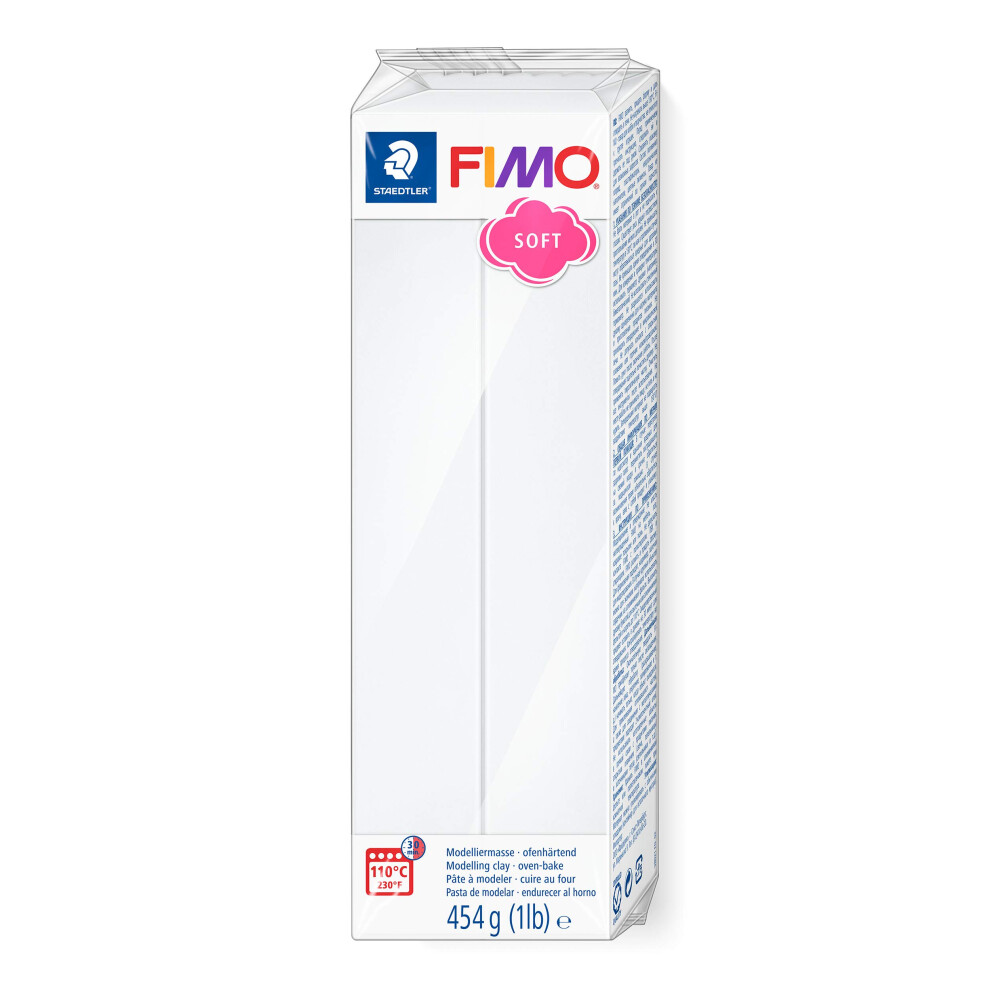 STAEDTLER 8021-0 FIMO Soft Oven-Hardening Polymer Modelling Clay - White (1 x 454g Block)