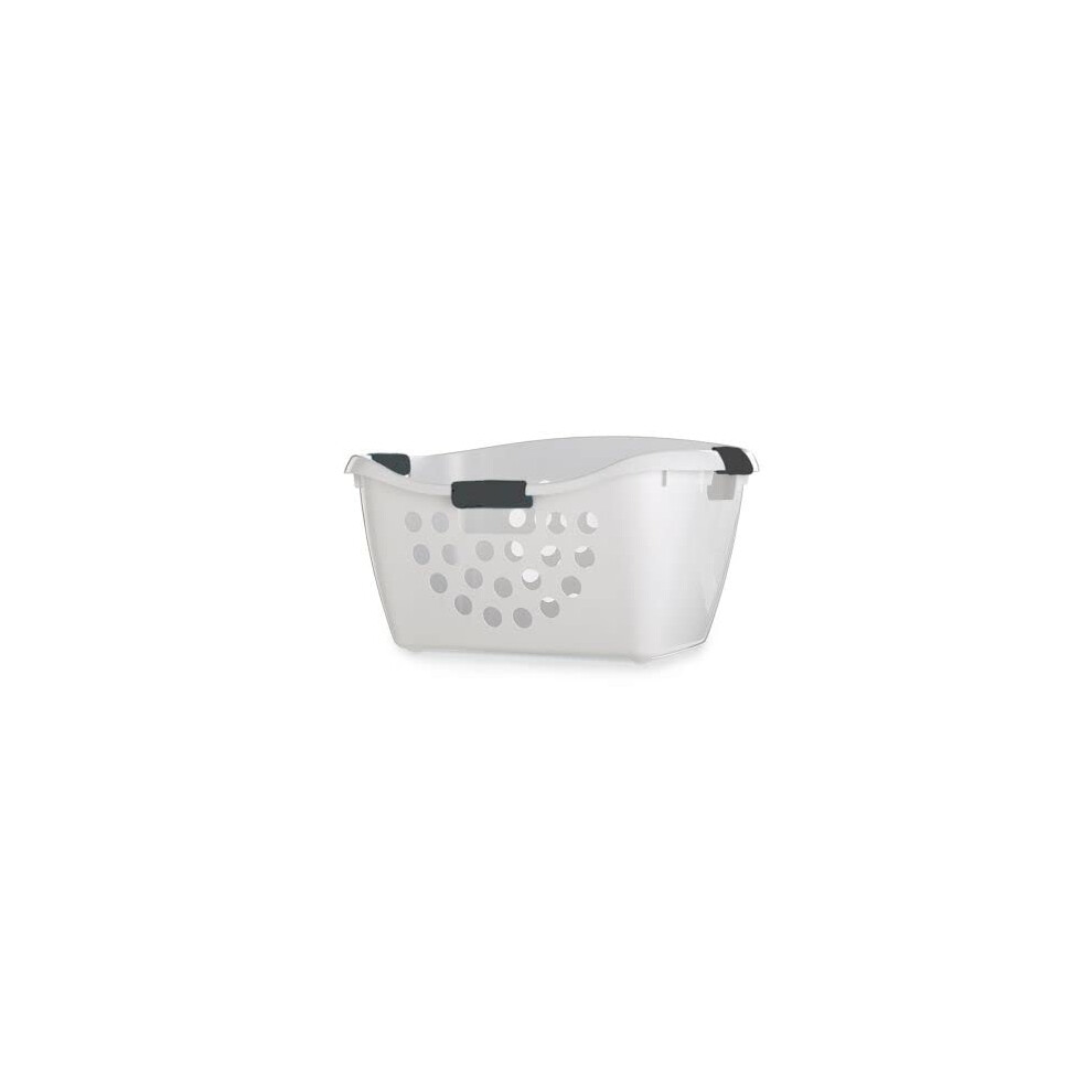 Lakeland Easy Load White Plastic Laundry Washing Basket 50L ? Comfortable Hip Rest Non-Slip Handles