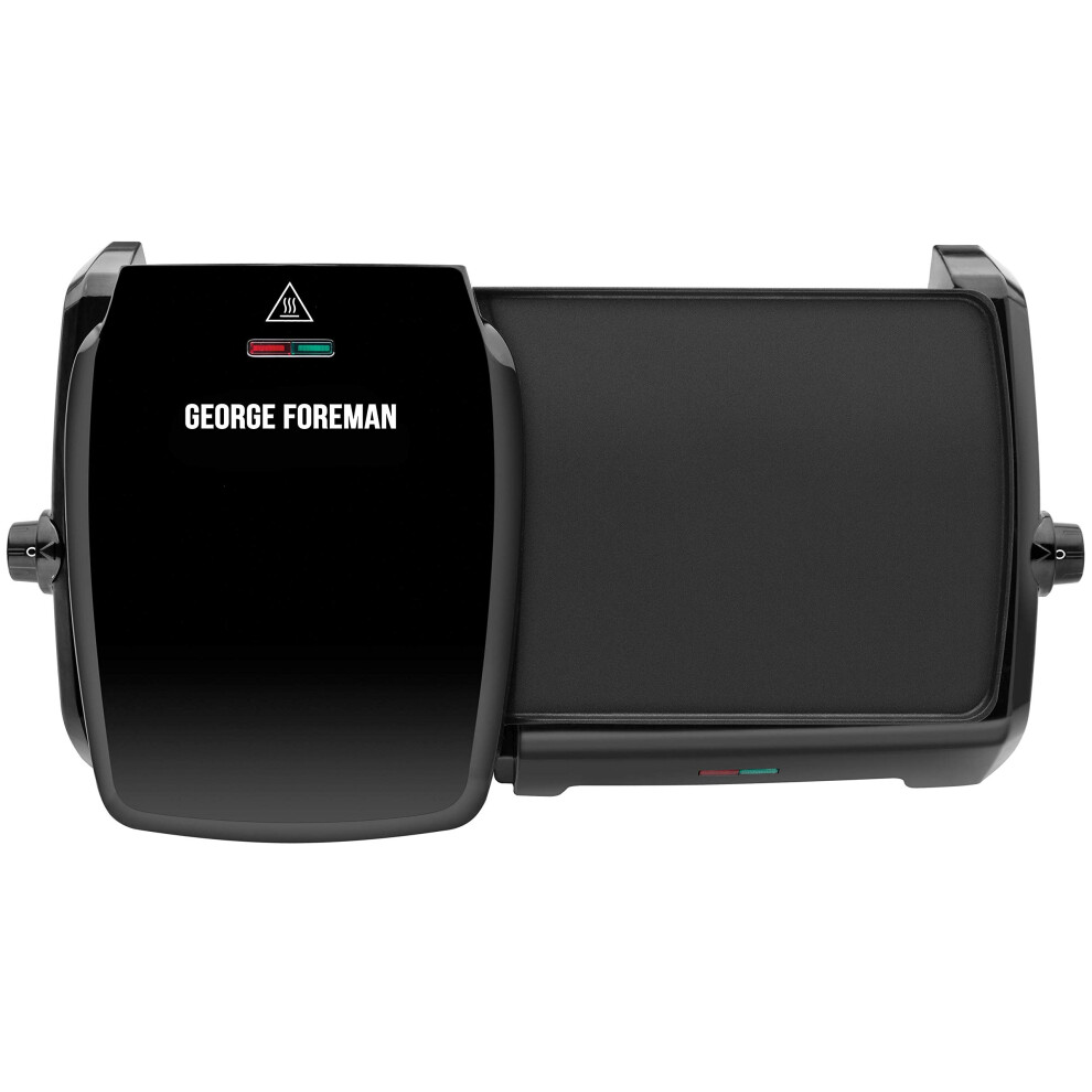 George Foreman Large Electric Grill & Griddle [Dual independent temperature control, Energy saving, Easy clean, Non stick, Healthy, Toastie, Hot
