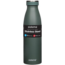 Sistema Hydrate Stainless Steel Water Bottle, 500 ml Leak-Proof Reusable Water Bottle, BPA & Phthalate Free, Double Wall Vacuum Insulation, Keeps Cold