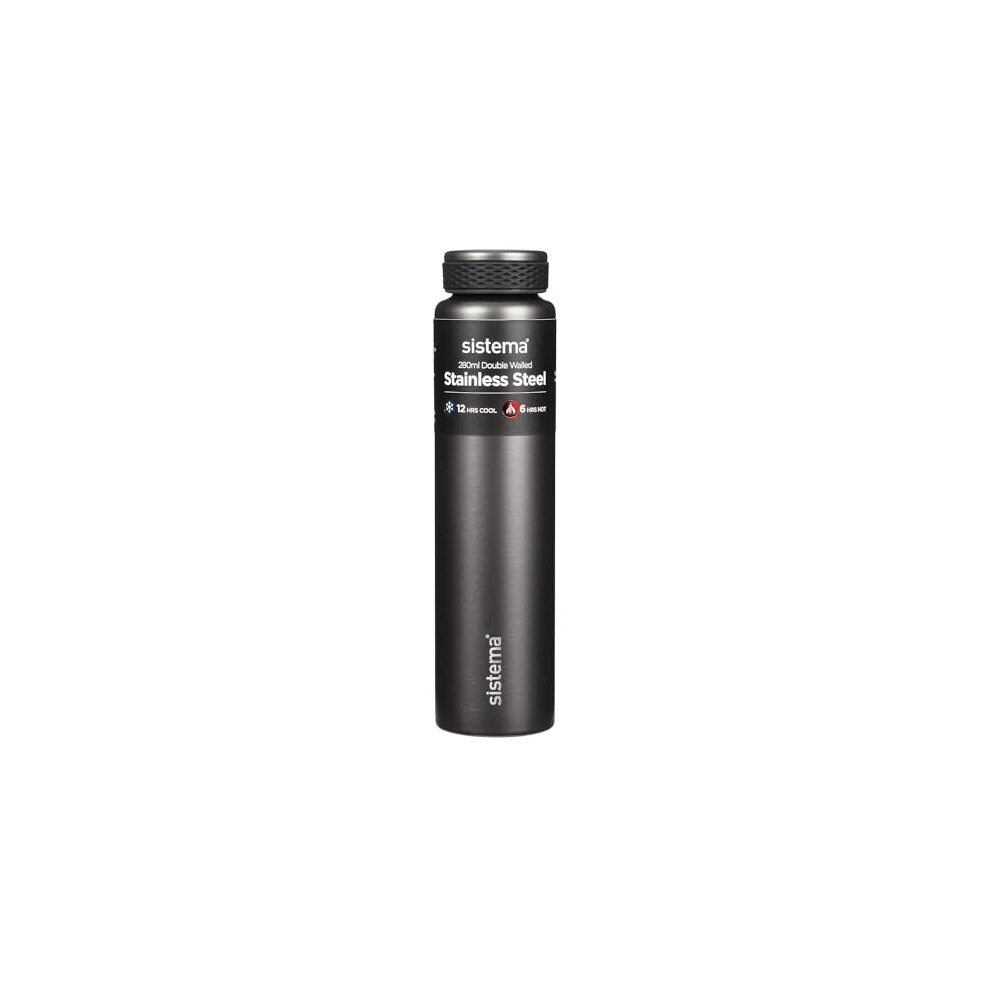 Sistema Hydrate Stainless Steel Water Bottle | 280 ml | BPA-Free | Double Wall Vacuum Insulated Metal Water Bottle | Keeps Liquid Hot & Cool |