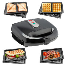 Sensio Home Multi Functional 3 in 1 Stylish Waffle, Deep Fill Sandwich, Panini or Grill Maker Machine Interchangeable Non Stick Easy Clean Plates,