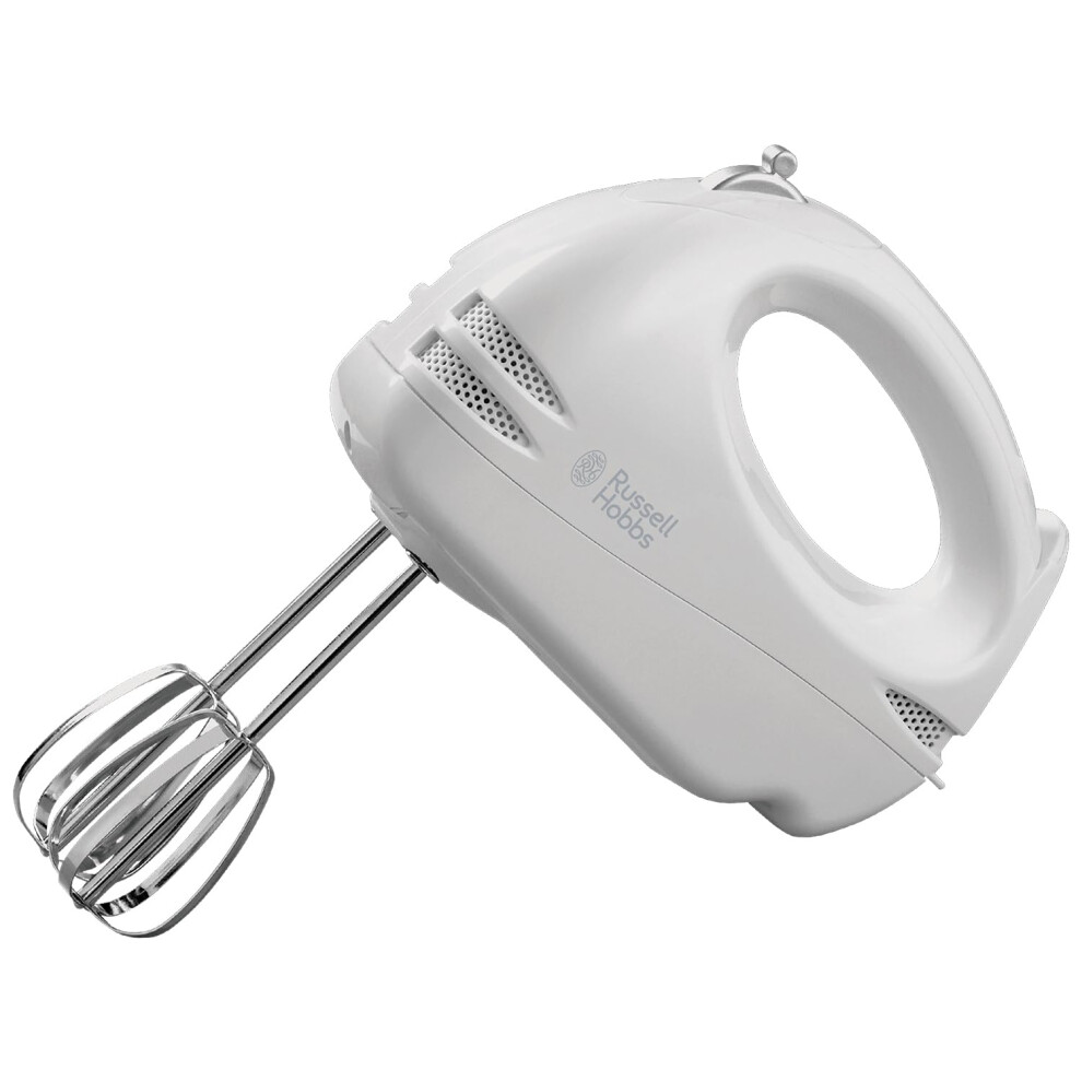 Russell Hobbs Food Collection Electric Hand Mixer with 6 Speeds, Easy release button, Fingertip speed control, Chrome beaters, Wrap around cord