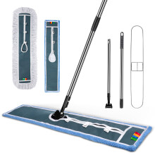 Masthome Heavy Duty Industrial Mop, 105cm Large Floor Mops for Cleaning Floors with 2 Microfibre & Cotton Pads, Wet and Dry Commercial Mop with 130cm