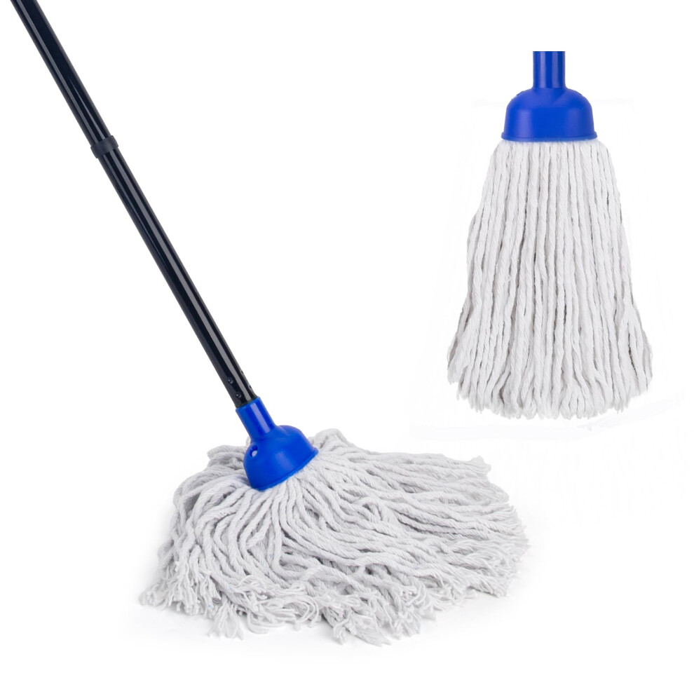 Kefanta Cotton String Wet Mop Floor Cleaning 125Cm Metal Mop Handle And 2 Pcs Microfiber Cotton Mop Replacement Head Refill,Cleaning