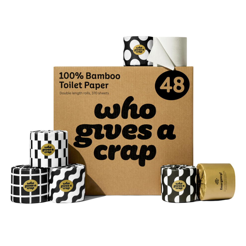 Who Gives A Crap ? Premium Bamboo Toilet Roll | Box of 48 Toilet Rolls (3-Ply, 370 Sheets) | Soft, Strong, Sustainable, Biodegradable, Plastic-Free