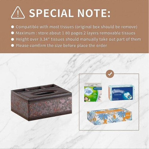 Tissue Box Lid Leather Vintage Rectangular Multipurpose Napkin Holder, Modern Kleenex Extractor 2
