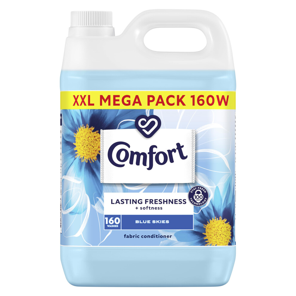Comfort Blue Skies Fabric Conditioner with Stay Fresh technology for 100 days of freshness + fragrance* 160 washes (4.8 L)
