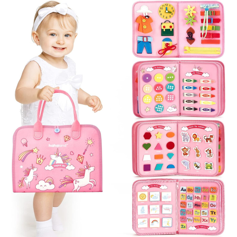 Photos - Other Toys hahaland All-in-One Preschool Montessori Busy Book for 2-4 Year Old Toddlers - Educational Sensory Fine Motor Skills Travel