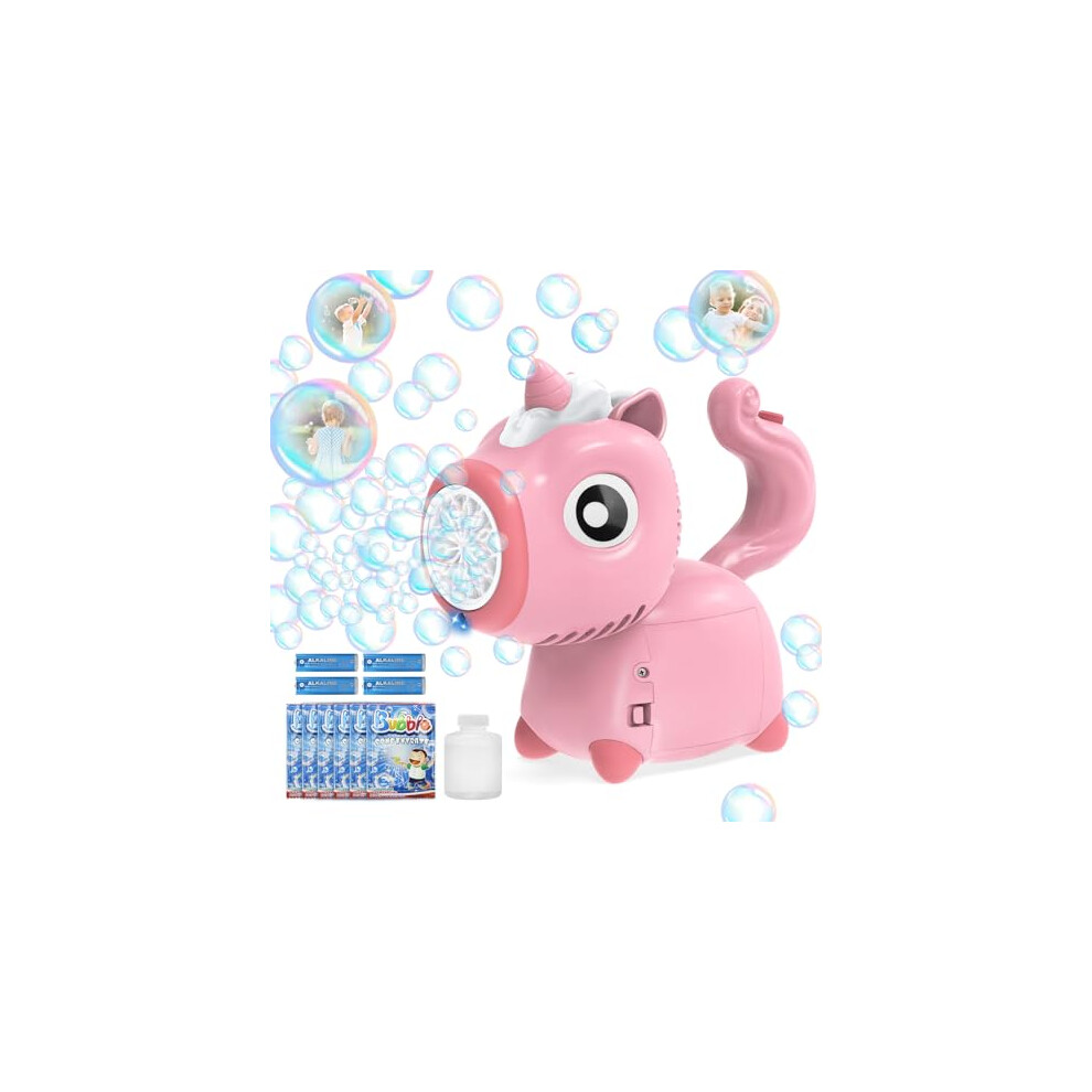 Photos - Soap Bubbles Aolieh Unicorn Bubble Wand - Electric, Automatic with Light for Kids' Parties & Outdoor Fun - 6 Bubble Liquids & 4 AA Batter