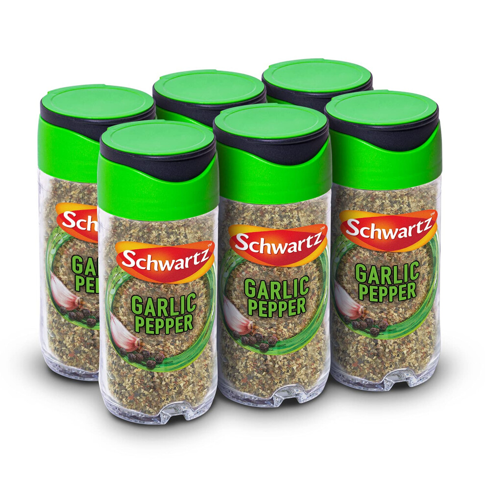 Schwartz Garlic Pepper 45 G | Jar | Pack Of 6 | A Blend Wit Garlic, Black Pepper & Bell Peppers | Versatile Cooking Ingredient