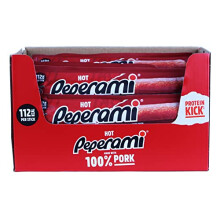 Peperami - Hot Flavour - Hot Smoked Pork Salami Sausage - Box of 24 x 22.5 Grams