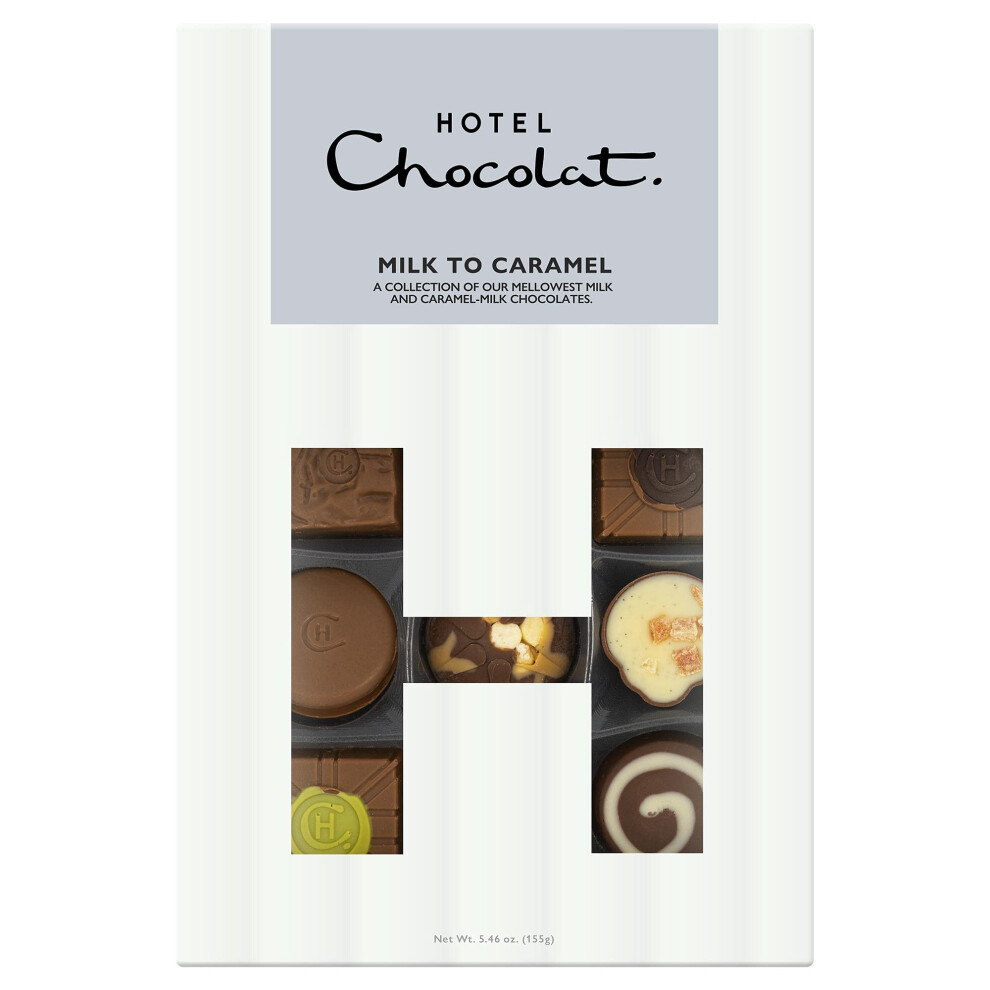 Hotel Chocolat Milk To Caramel H-Box - 14 Of Our Finest Milk and Caramel-Milk Chocolates, 155g - Chocolate Gifts For Birthday, Thank You,