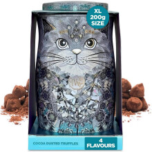 Monty Bojangles Cocoa Dusted Chocolate Truffles Cat Tin (Diamond Empress - 200g) Four Flavours In One, Luxury Chocolatey Truffles - Collectable Cat