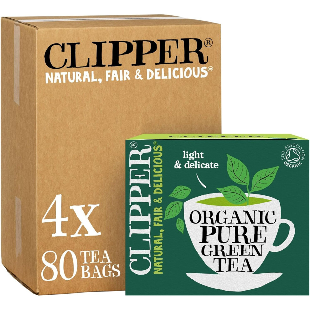 Clipper Organic Pure Tea Bags | 320 Teabags (4 X Boxes Of 80) | Bulk Buy For Office, Home & Catering | Eco-Conscious, Fair Trade Tea | Natural Green