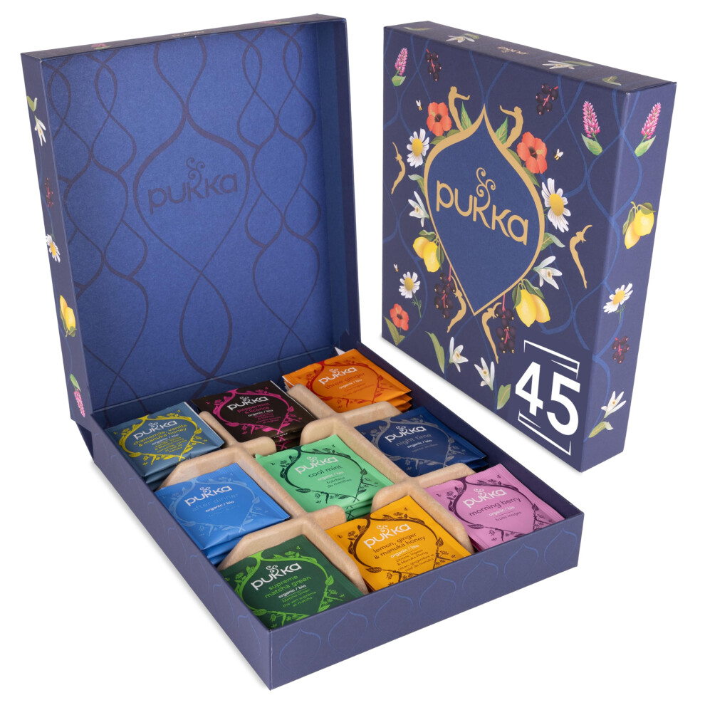 Pukka Herbs Premium Herbal Tea Selection Gift Set Box Ideal Gifts For Women & Men, Birthday, Anniversary & Self-Care Eco-Friendly Selection, 45 Tea