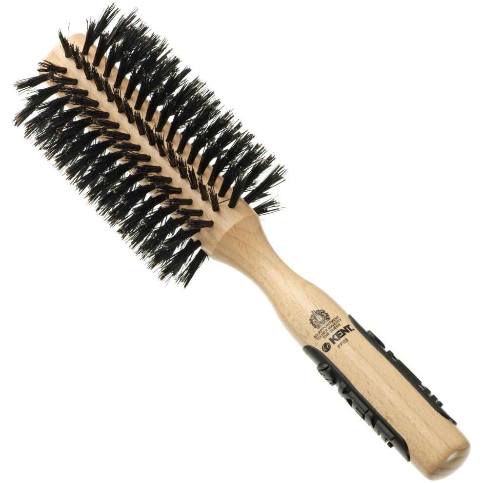 Kent Brushes Perfect For Volumising, Large Bristle Round PF03 Brush, Ideal For Curling and Adding Volume To Medium To Long Hair, Beechwood Round Brush