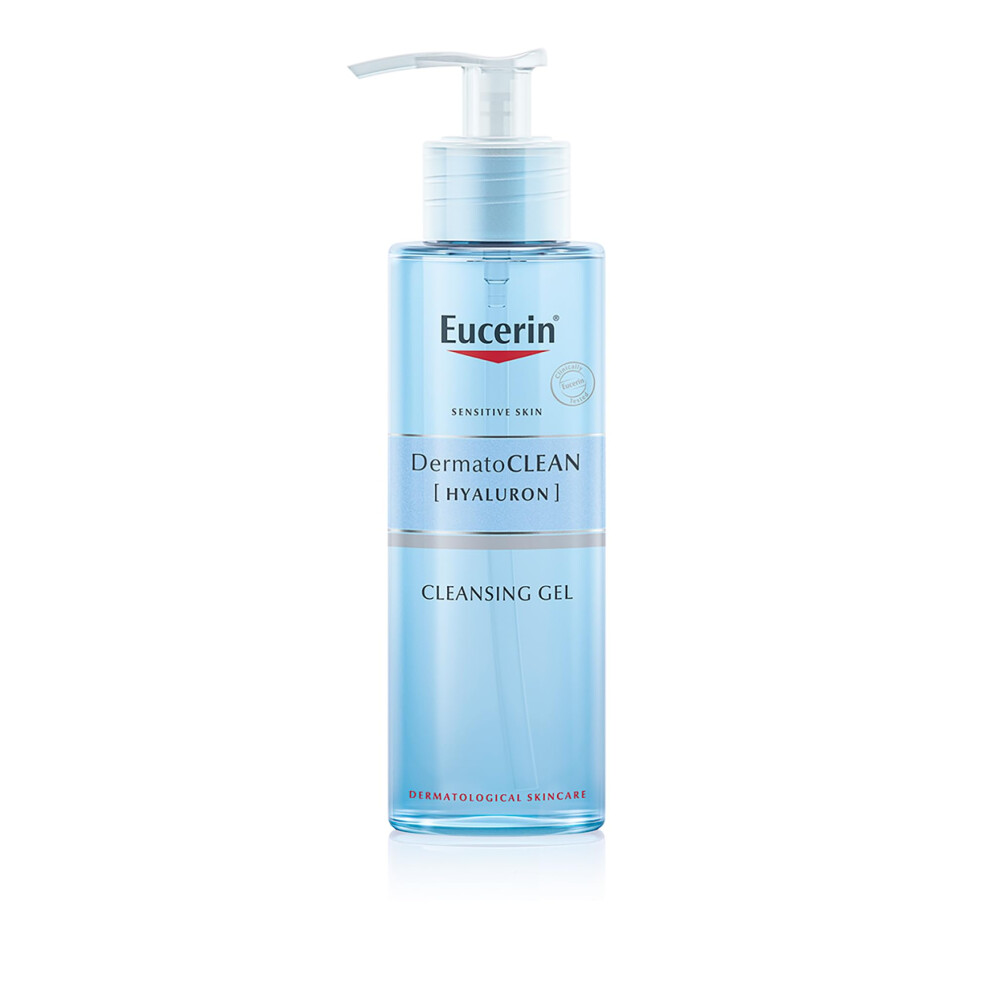 Eucerin DermatoCLEAN [HYALURON] Refreshing Cleansing Gel 200ml, Mild Face Wash Ideal for Sensitive Skin, Gentle Face Cleanser with Hyaluronic Acid,