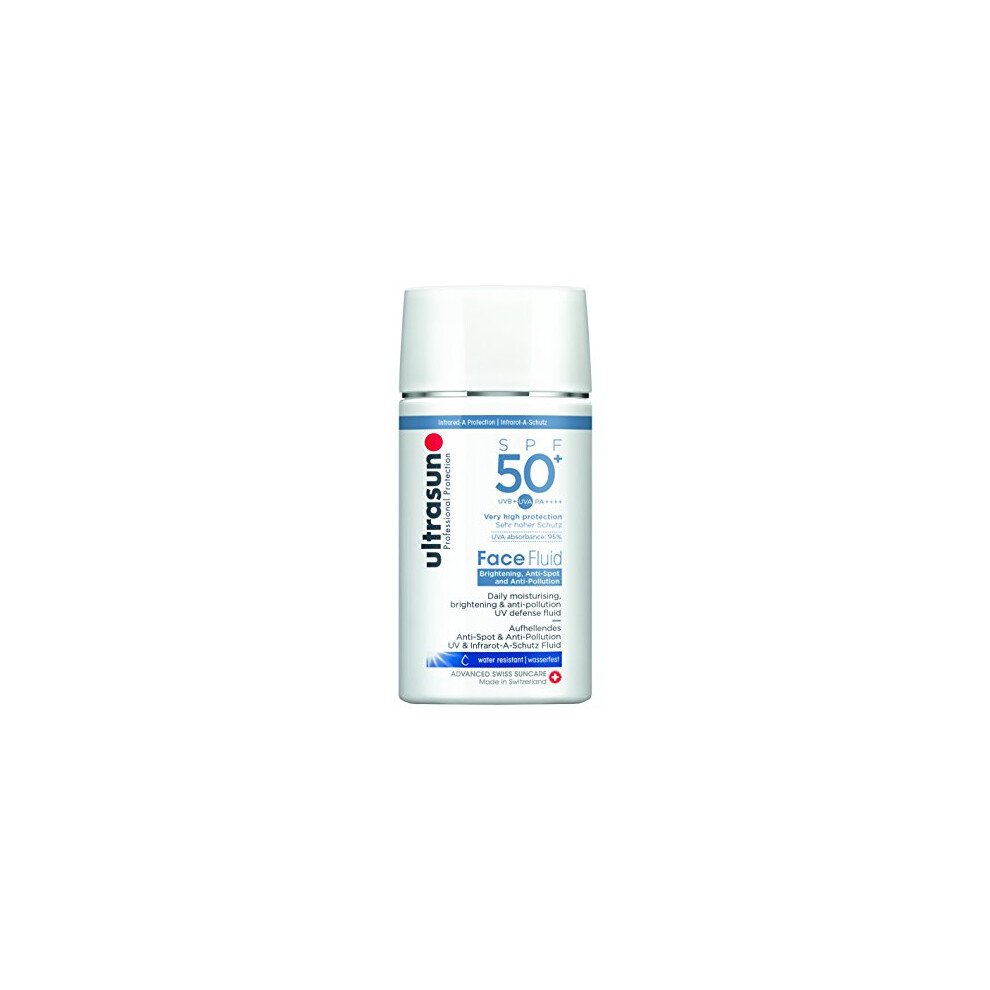 ultrasun AntiPollution Face Fluid SPF50+, white, 40 millilitre