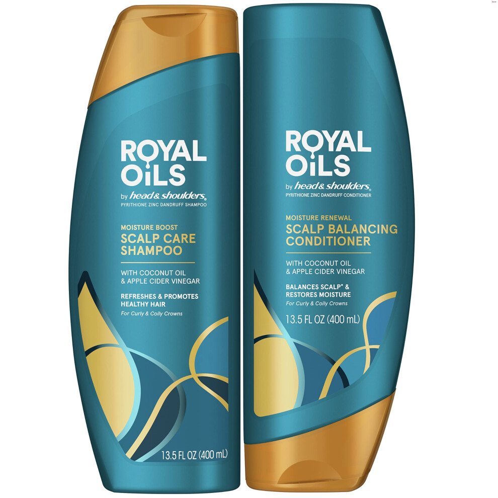 Head and Shoulders Shampoo and Conditioner, Moisture Renewal, Anti Dandruff Treatment and Scalp Care, Royal Oils Collection with Coconut Oil, 27 Oz