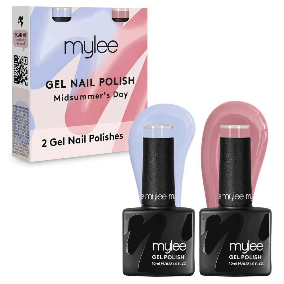 Mylee Gel Nail Polish Duo Colour Set 2x10ml [Midsummer's Day] UV/LED Soak-Off Nail Art Manicure Pedicure for Professional, Salon & Home Use - Long