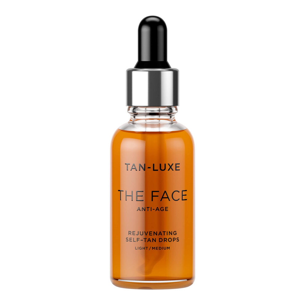 Tan-Luxe THE FACE Self Tan Drops, Light/Medium (30 ml) Add Anti-Aging Tanning Drops to Skin Care for Custom Face Tan, Cruelty Free & Vegan