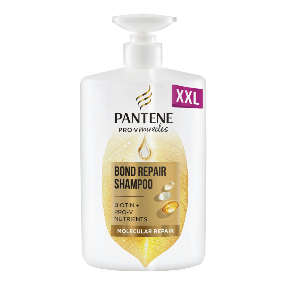 Pantene Molecular Bond Repair Shampoo with Biotin. Pump Bottle Dispenser 1000ml. Pro-V Concentrated Formula for Dry Damaged Hair, Protects and Leaves