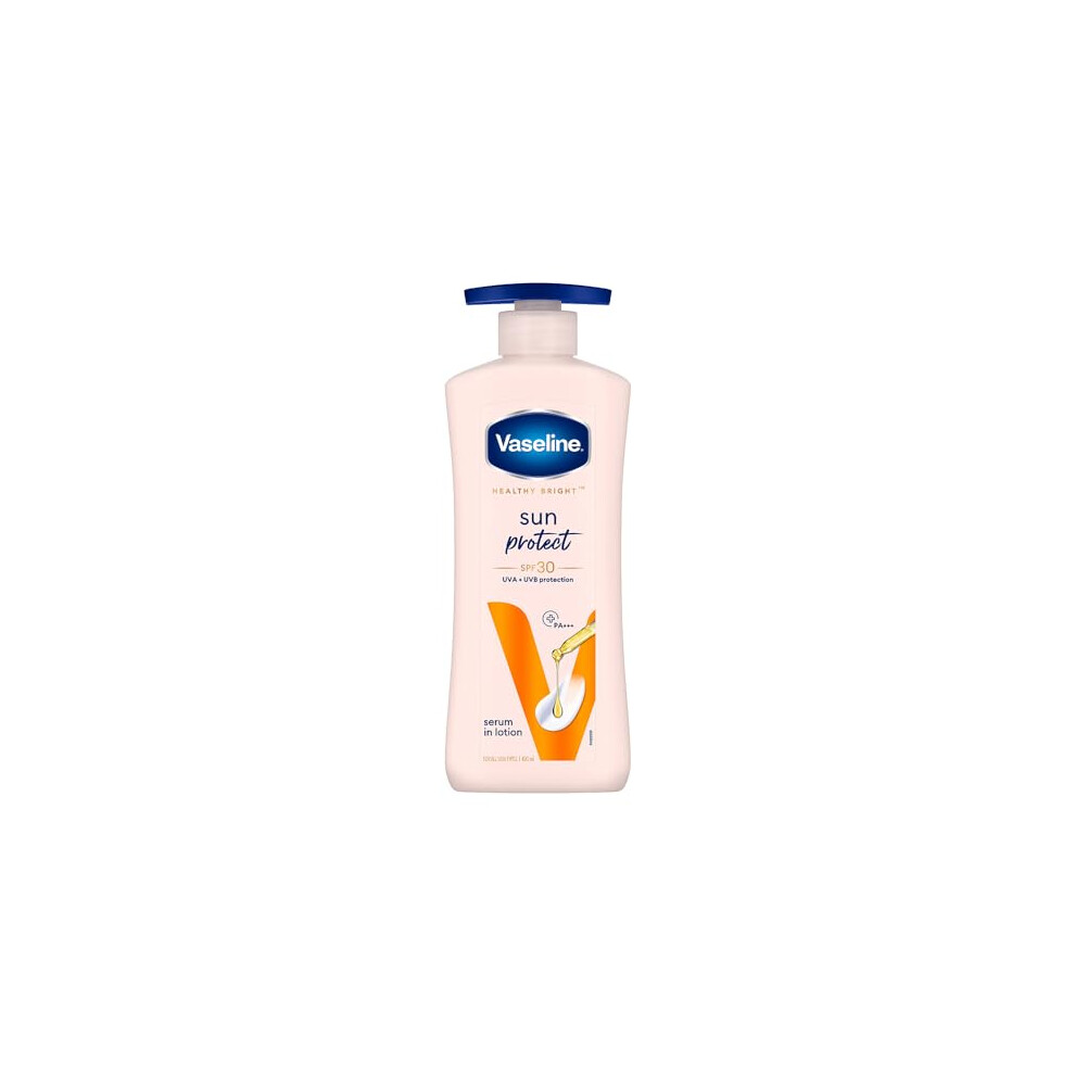 Vaseline Healthy Bright Sun Protection Body Lotion SPF 30 400 ml, Daily Moisturizer for Dry Skin, Gives Non-Greasy Glowing Skin - For Men & Women