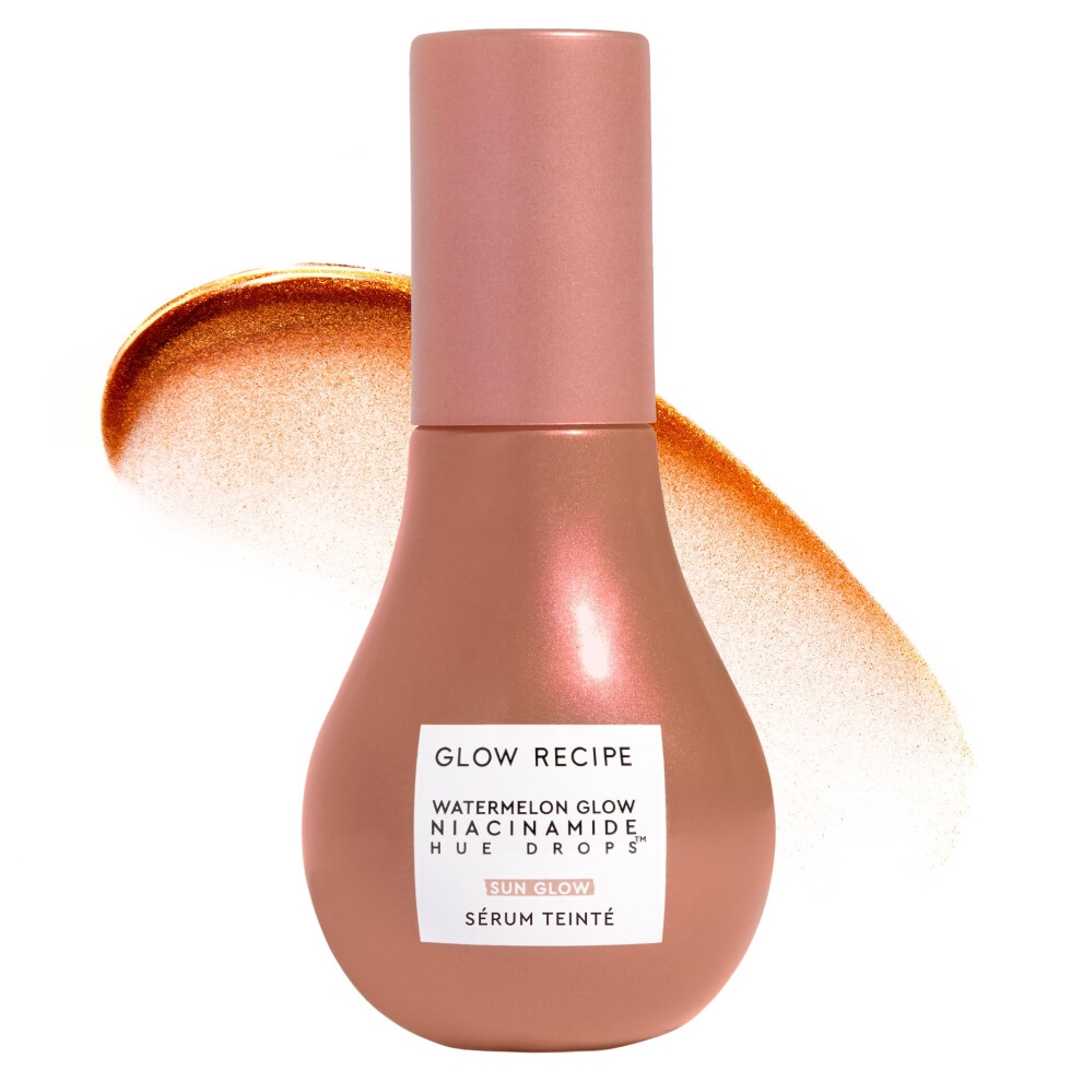 Glow Recipe Niacinamide Hue Drops Face Serum - Tinted Serum + Glow Drops to Bronze, Brighten & Hydrate - Skincare Makeup Primer & Highlighter to Blur